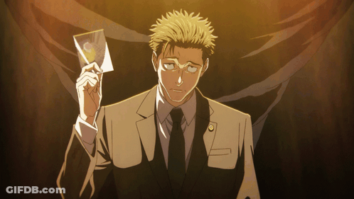 Man In Suit Holding Paper With Letter S GIF