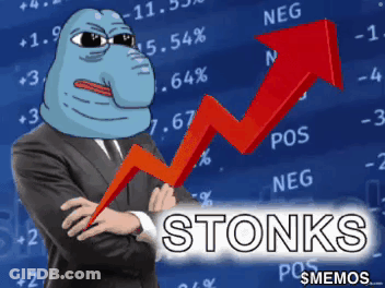 Man In Suit Holding Red Arrow Stonks GIF