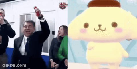 Man In Suit Holding Soda Next To Stuffed Animal GIF