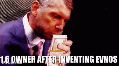 Man In Suit Holding Stack Of Money Caption 1.6 Owner After Inventing Evnos GIF