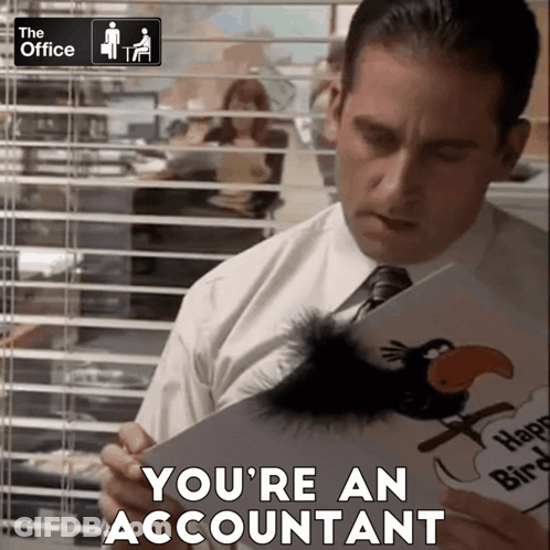 Man In Suit Holding Stuffed Bird Saying You're An Accountant GIF
