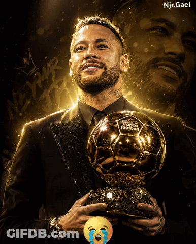 Man In Suit Holding Trophy Named Neymar GIF