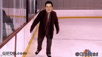 Man In Suit Ice Skating GIF