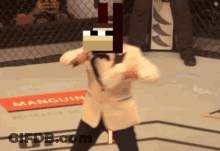 Man In Suit In Boxing Ring Saying Manguin GIF