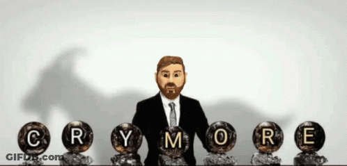 Man In Suit In Front Of Balls Spelling Crymore GIF