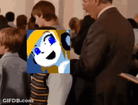 Man In Suit In Front Of Children With Girl With Blue Eyes GIF