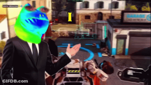 Man In Suit In Front Of Garage Video Game GIF