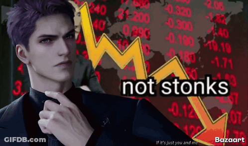 Man In Suit In Front Of Graph Saying Not Stonks GIF