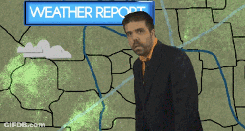 Man In Suit In Front Of Map Saying It Is Hot Outside Today GIF