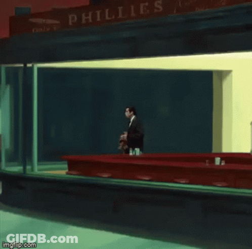 Man In Suit In Front Of Phillies Restaurant GIF