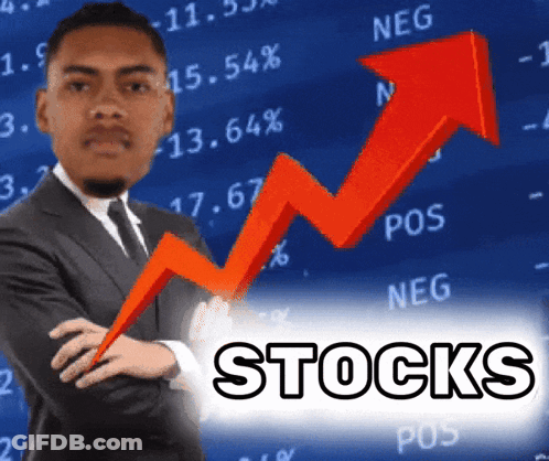 Man In Suit In Front Of Stonks Chart GIF