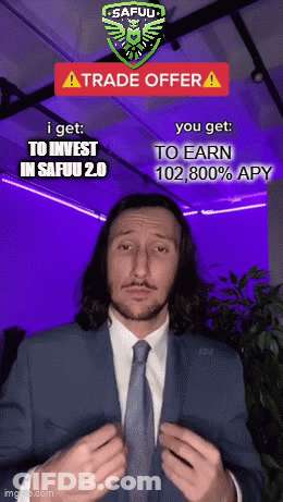 Man In Suit In Front Of Trade Offer Sign GIF