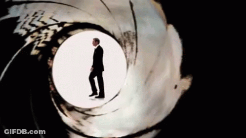 Man In Suit In Middle Of Gun Barrel GIF