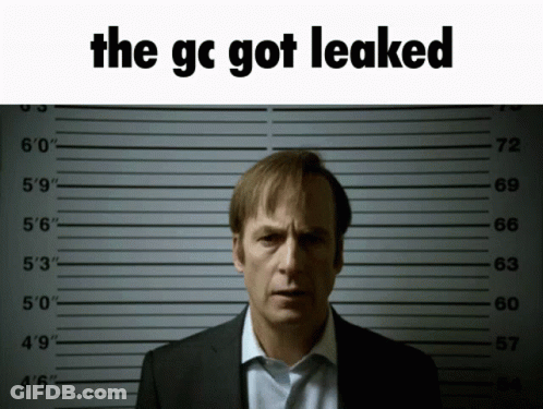 Man In Suit In Police Lineup Saying The GC Got Leaked GIF