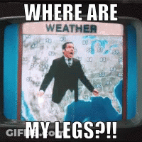 Man In Suit Jumping On TV Saying Where Are My Legs GIF