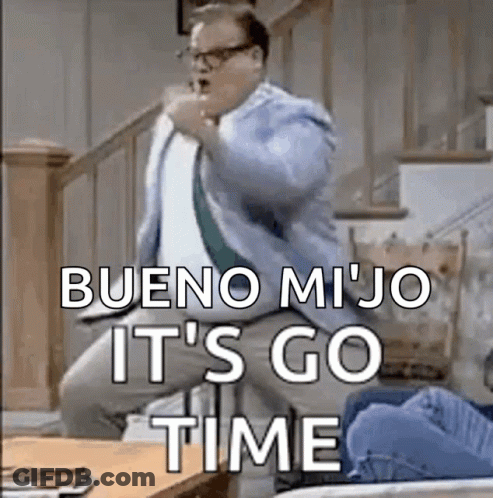 Man In Suit Jumping With Go Time GIF