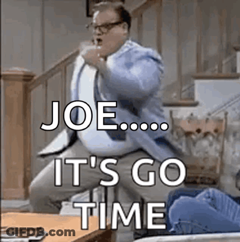 Man In Suit Jumping With Go Time GIF
