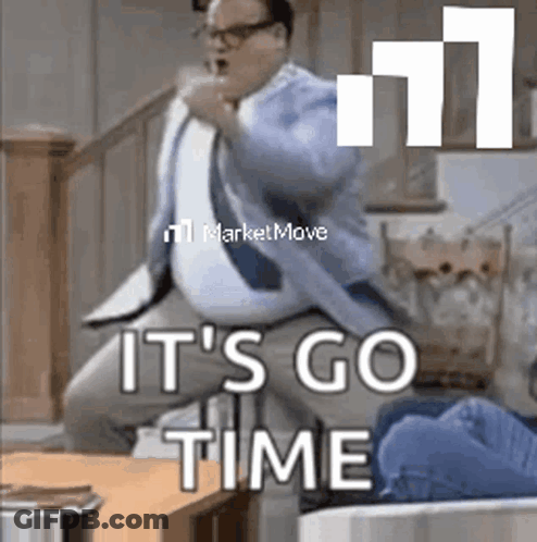 Man In Suit Jumping With It's Go Time GIF
