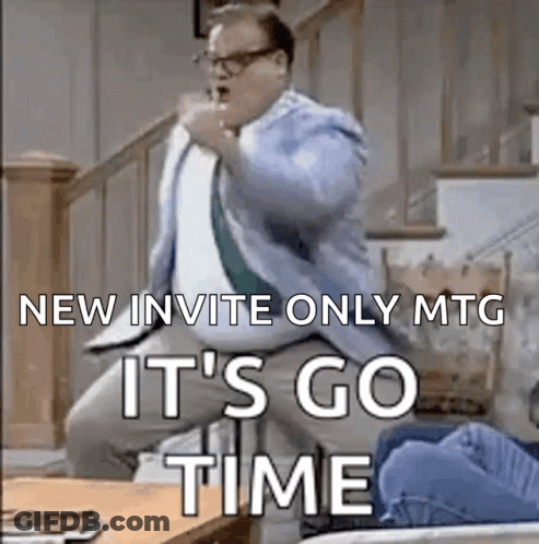 Man In Suit Jumping With New Invite Only Mtg It S Go Time GIF