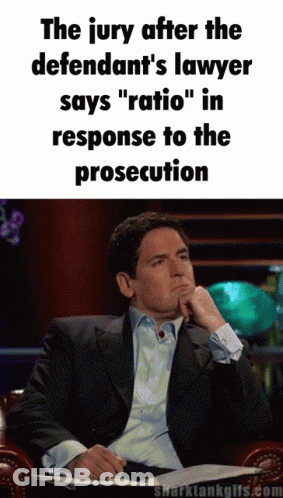 Man In Suit Jury After Defendants Lawyer Says Ratio GIF