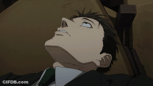 Man In Suit Laying Down With Head Up GIF