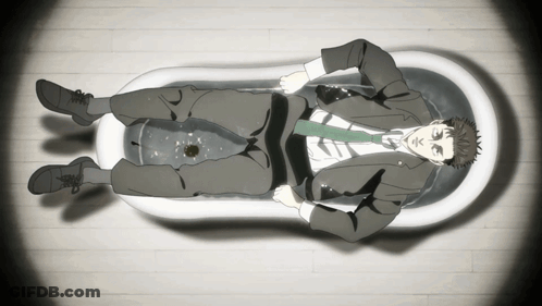 Man In Suit Laying In Bathtub GIF