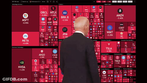 Man In Suit Looking At S&P 500 Screen GIF