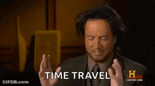 Man In Suit Making Face Saying Time Travel GIF