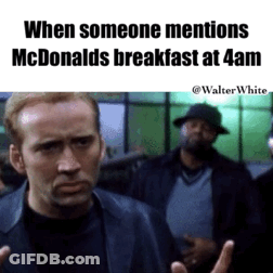 Man In Suit Making Funny Face At McDonald's Breakfast GIF