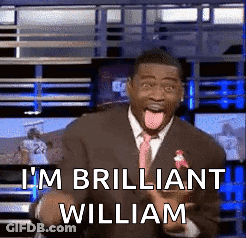 Man In Suit Making Funny Face Says I'm Brilliant William GIF