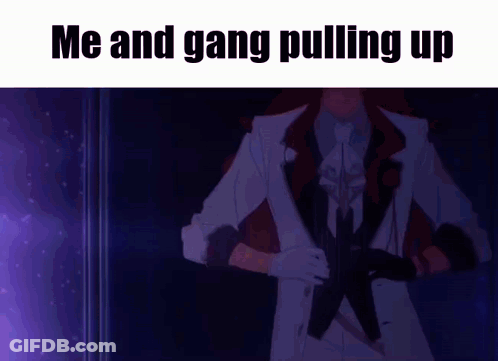 Man In Suit Me And Gang Pulling Up GIF