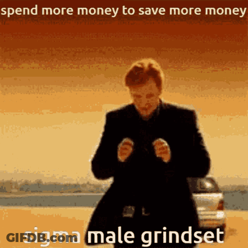 Man In Suit Next To Car Says Spend More To Save More GIF