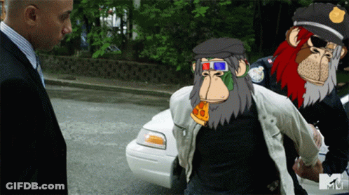 Man In Suit Next To Man In Monkey Costume GIF