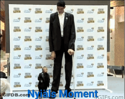 Man In Suit Next To Smaller Man In Front Of Nyjais Moment Wall GIF