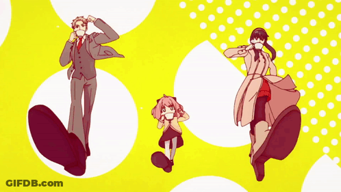 Man In Suit Next To Woman And Girl In Pink Dresses GIF