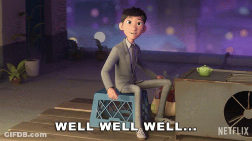Man In Suit On Blue Crate Says Well Well Well Netflix GIF