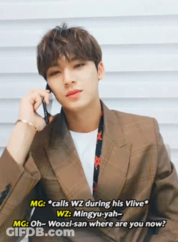 Man In Suit On Cell Phone With Caption M G Calls W Z During His Vlve GIF