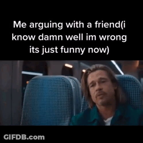 Man In Suit On Plane Saying Me Arguing With A Friend GIF