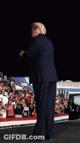 Man In Suit On Stage In Front Of Crowd GIF