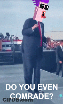 Man In Suit On Stage With Do You Even Comrade GIF