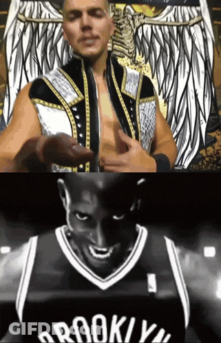 Man In Suit On Stage With Kevin Garnett GIF