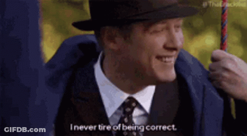 Man In Suit On Swing Says I Never Tire Of Being Correct GIF