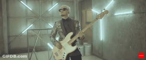 Man In Suit Playing Bass Guitar GIF