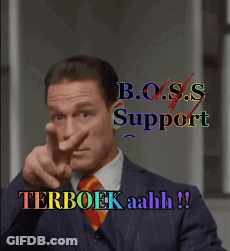 Man In Suit Pointing At B.O.S.S Support Group GIF