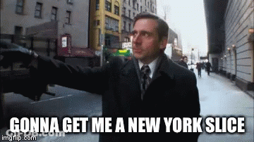 Man In Suit Pointing At New York Slice GIF