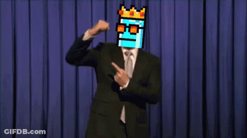 Man In Suit Pointing At Pixelated Face With Text Wagbur GIF