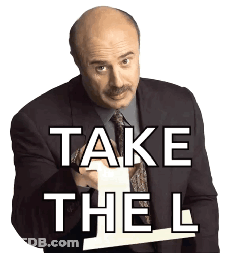 Man In Suit Pointing At Sign Saying Take The L GIF