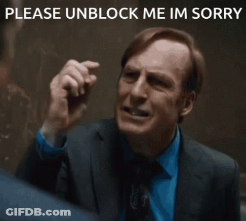 Man In Suit Pointing Gun Saying Please Unblock Me Im Sorry GIF