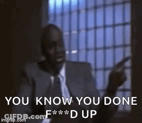 Man In Suit Pointing Gun Saying You Know You Done F'd Up GIF