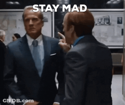 Man In Suit Pointing Saying Stay Mad GIF